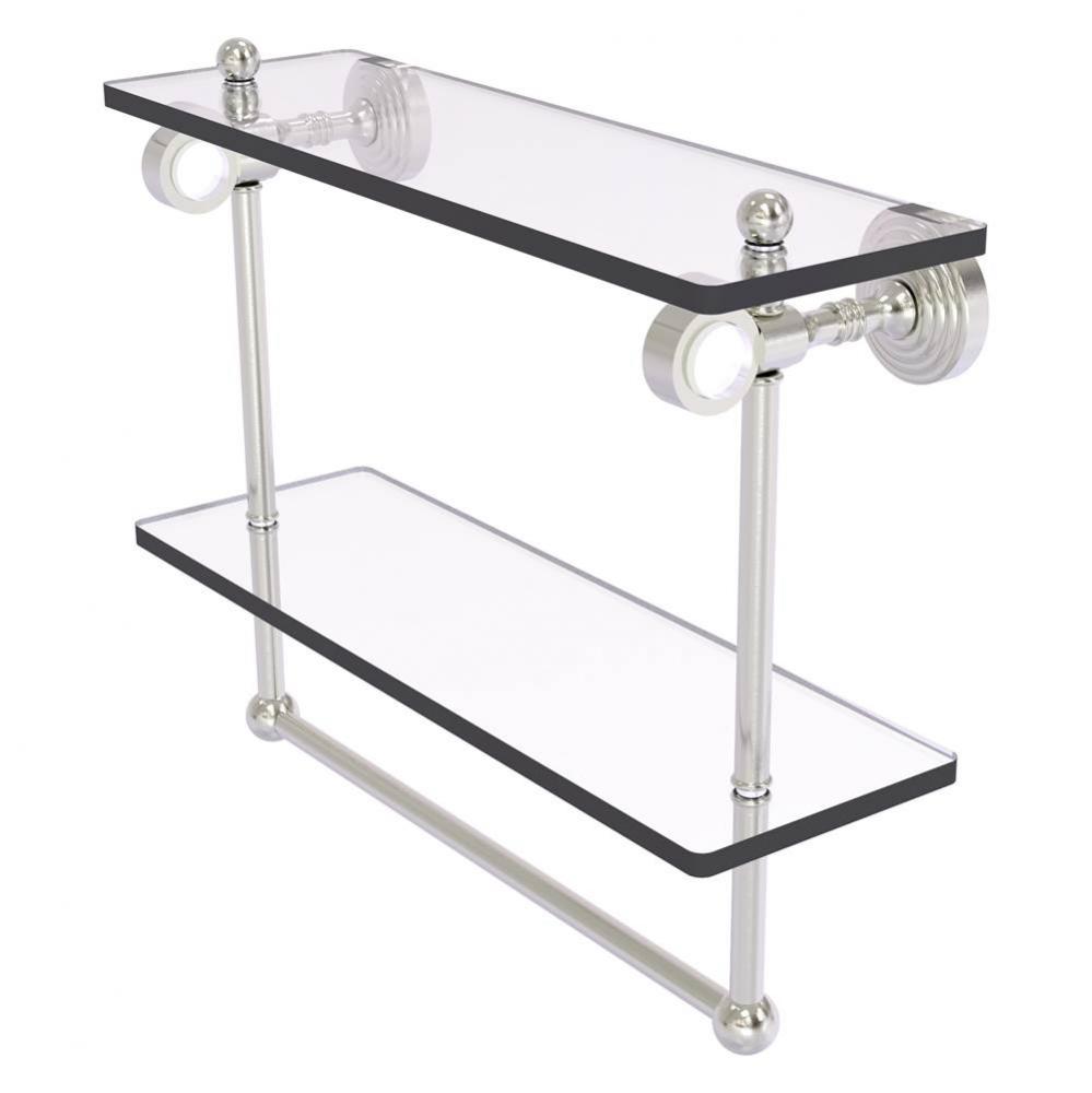 Pacific Grove Collection 16 Inch Double Glass Shelf with Towel Bar - Satin Nickel