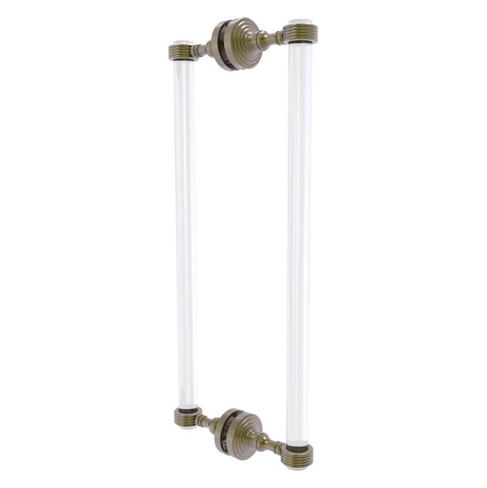 Pacific Grove Collection 18 Inch Back to Back Shower Door Pull with Grooved Accents - Antique Bras