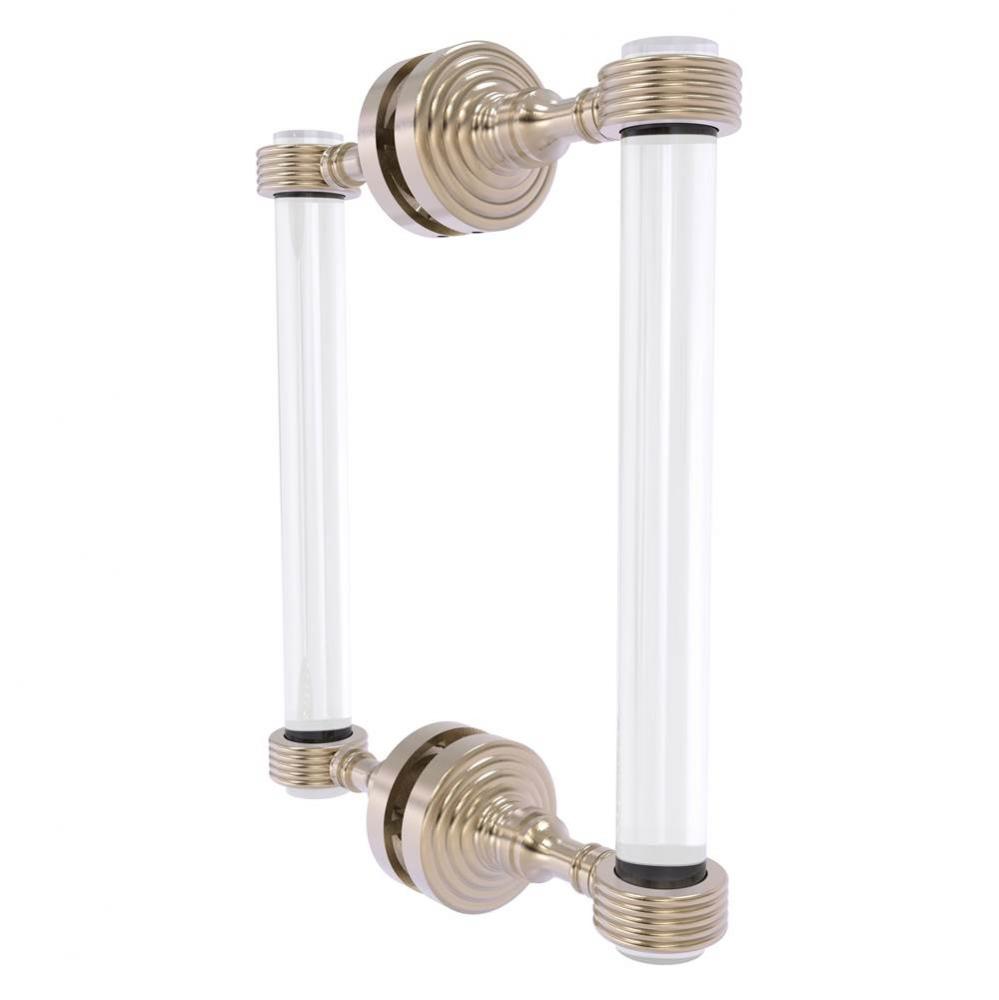 Pacific Grove Collection 8 Inch Back to Back Shower Door Pull with Grooved Accents - Antique Pewte