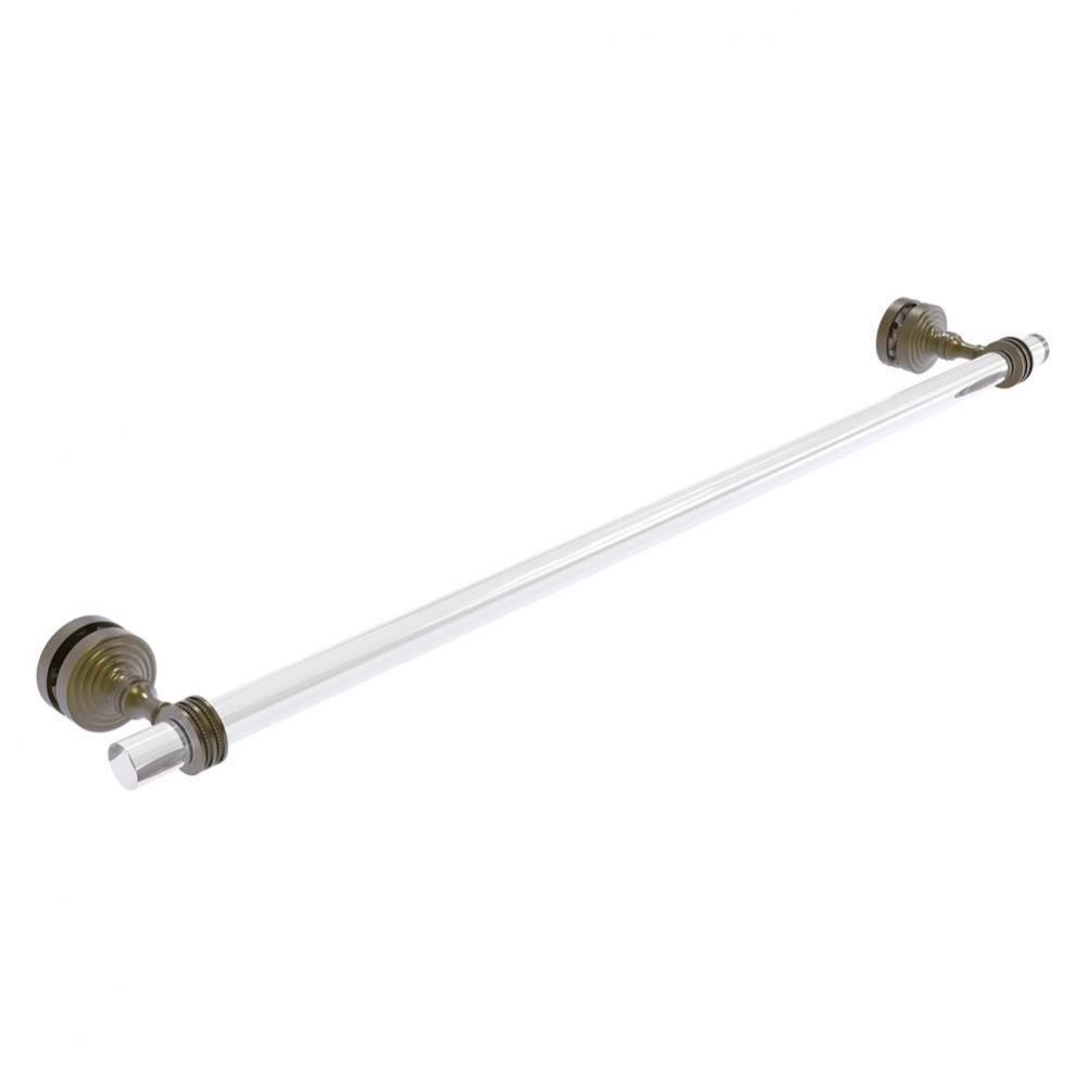 Pacific Grove Collection 30 Inch Shower Door Towel Bar with Dotted Accents - Antique Brass