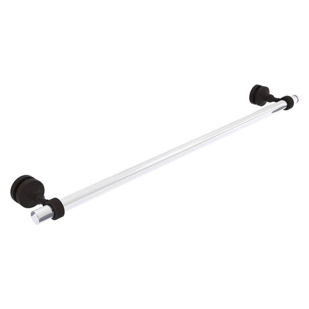 Pacific Grove Collection 30 Inch Shower Door Towel Bar with Grooved Accents - Oil Rubbed Bronze