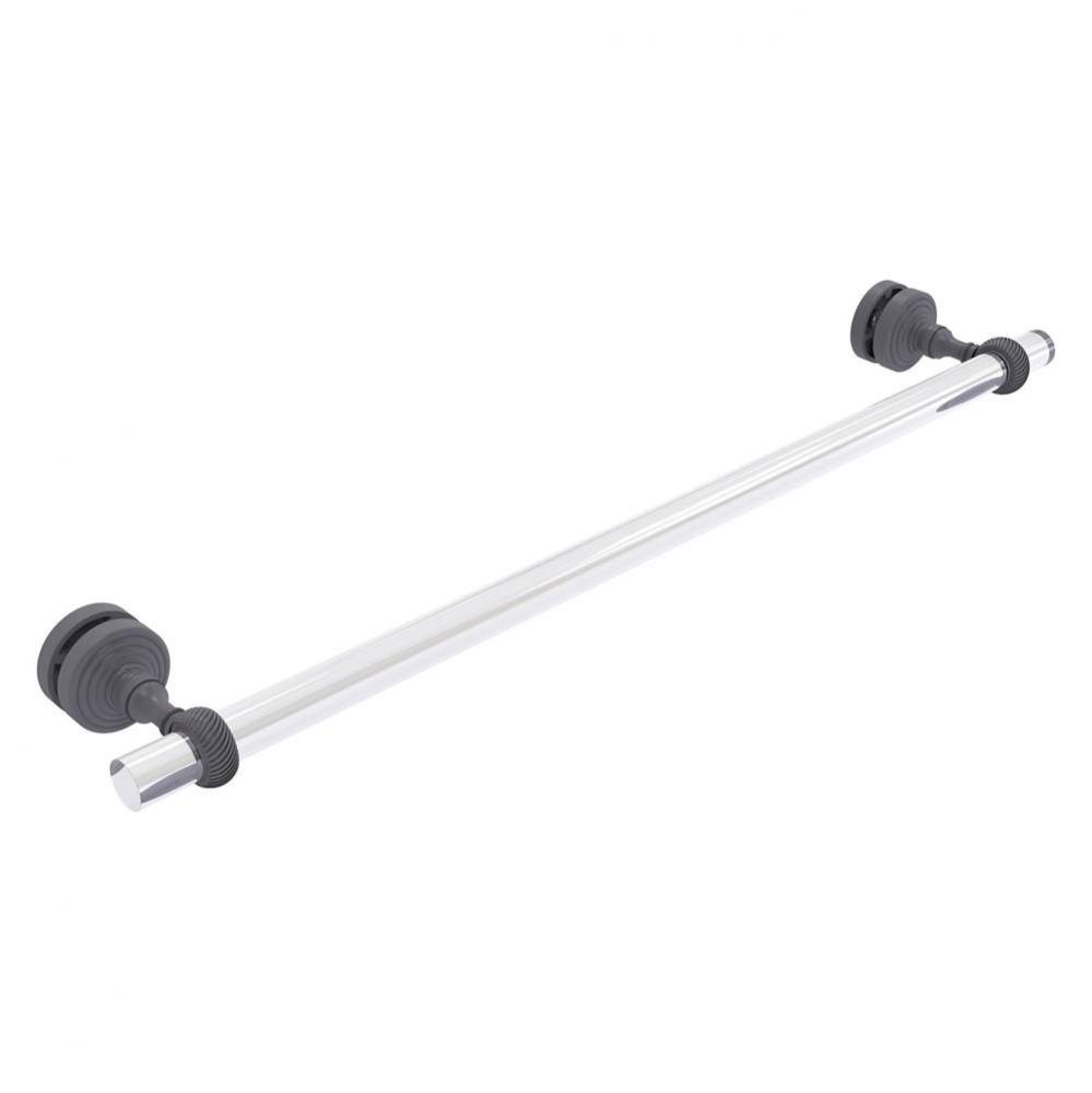 Pacific Grove Collection 24 Inch Shower Door Towel Bar with Twisted Accents - Matte Gray