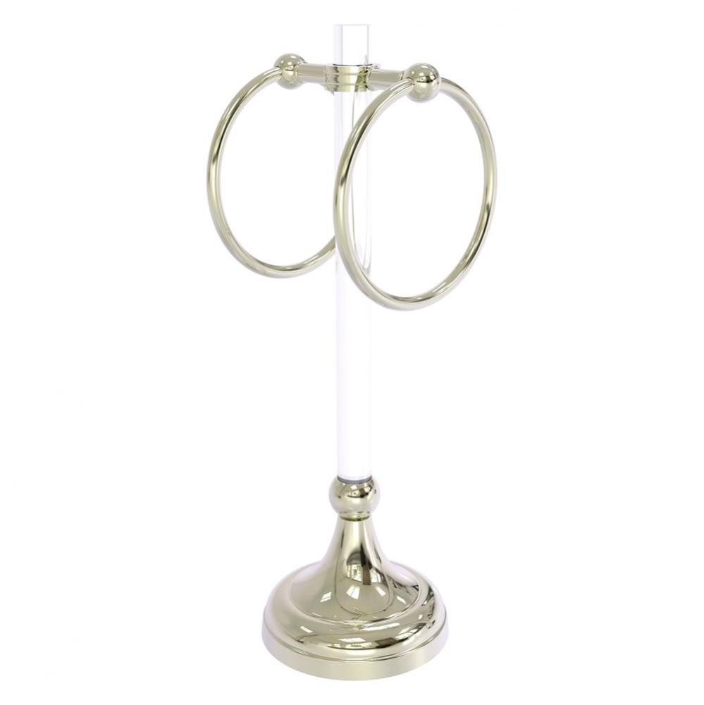 Pacific Grove Collection 2 Ring Vanity Top Guest Towel Ring with Dotted Accents - Polished Nickel