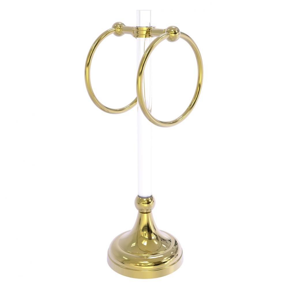 Pacific Grove Collection 2 Ring Vanity Top Guest Towel Ring with Dotted Accents - Unlacquered Bras