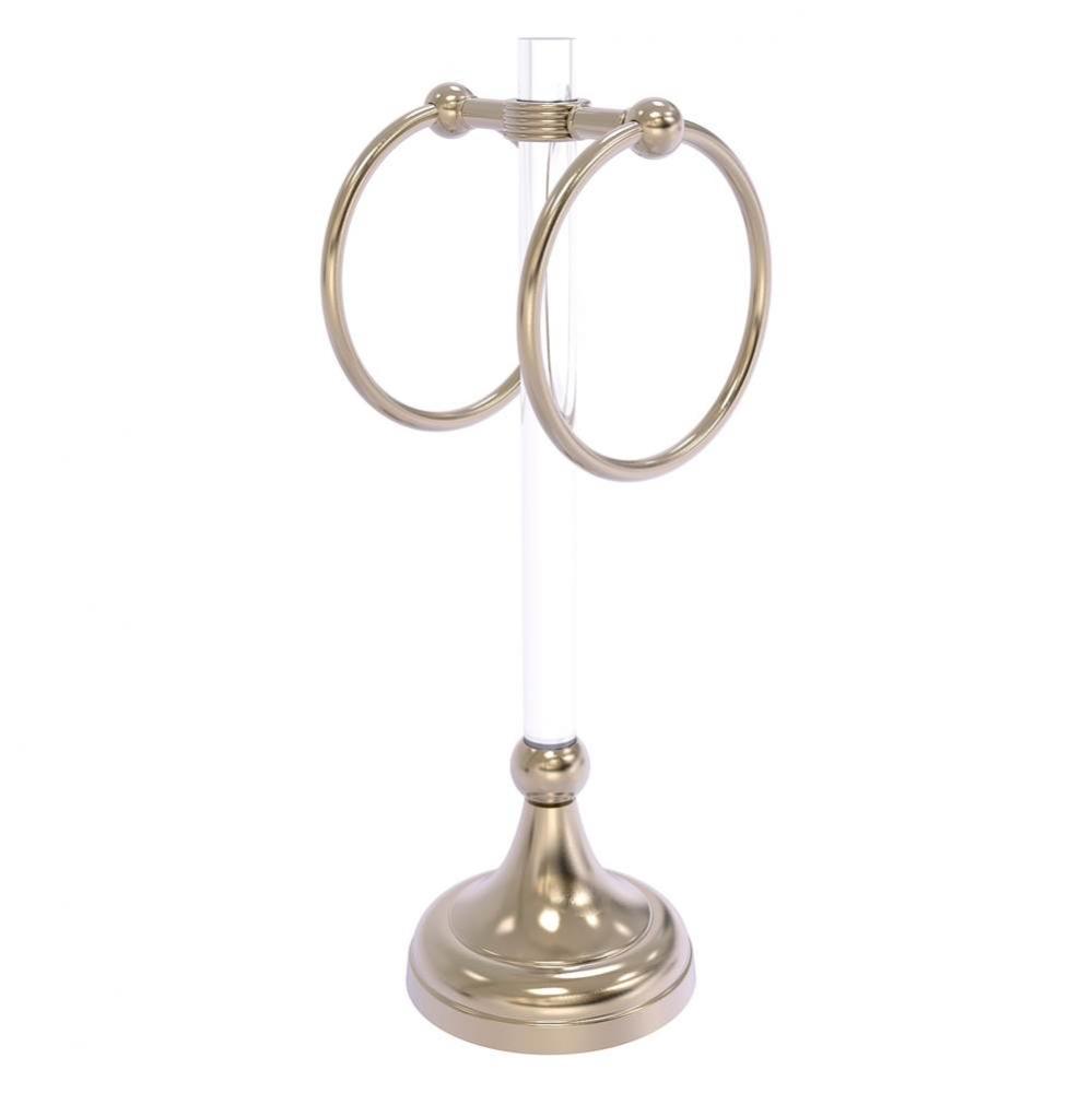 Pacific Grove Collection 2 Ring Vanity Top Guest Towel Ring with Grooved Accents - Antique Pewter