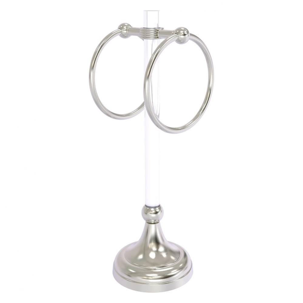 Pacific Grove Collection 2 Ring Vanity Top Guest Towel Ring with Grooved Accents - Satin Nickel