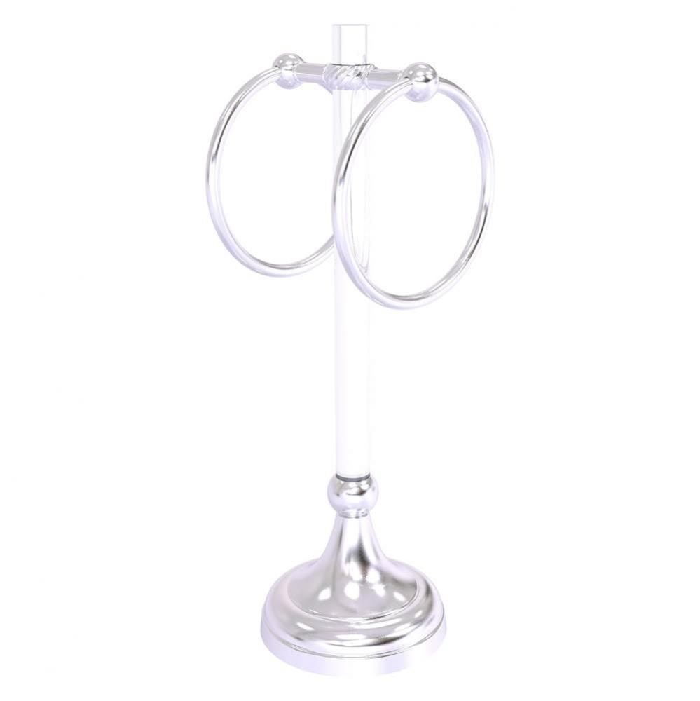 Pacific Grove Collection 2 Ring Vanity Top Guest Towel Ring with Twisted Accents - Satin Chrome