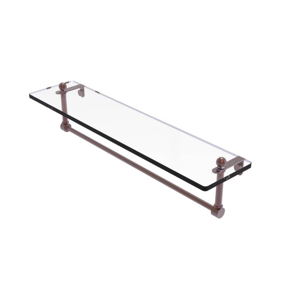 22 Inch Glass Vanity Shelf with Integrated Towel Bar