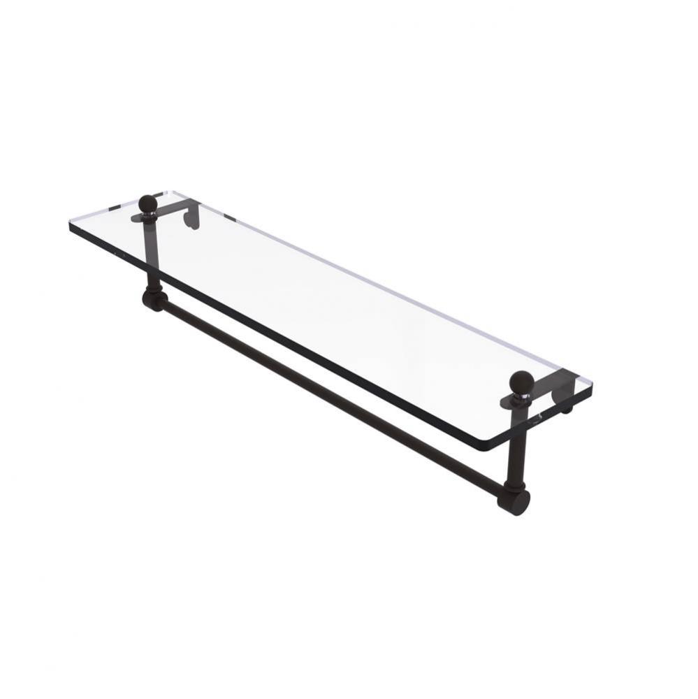 22 Inch Glass Vanity Shelf with Integrated Towel Bar