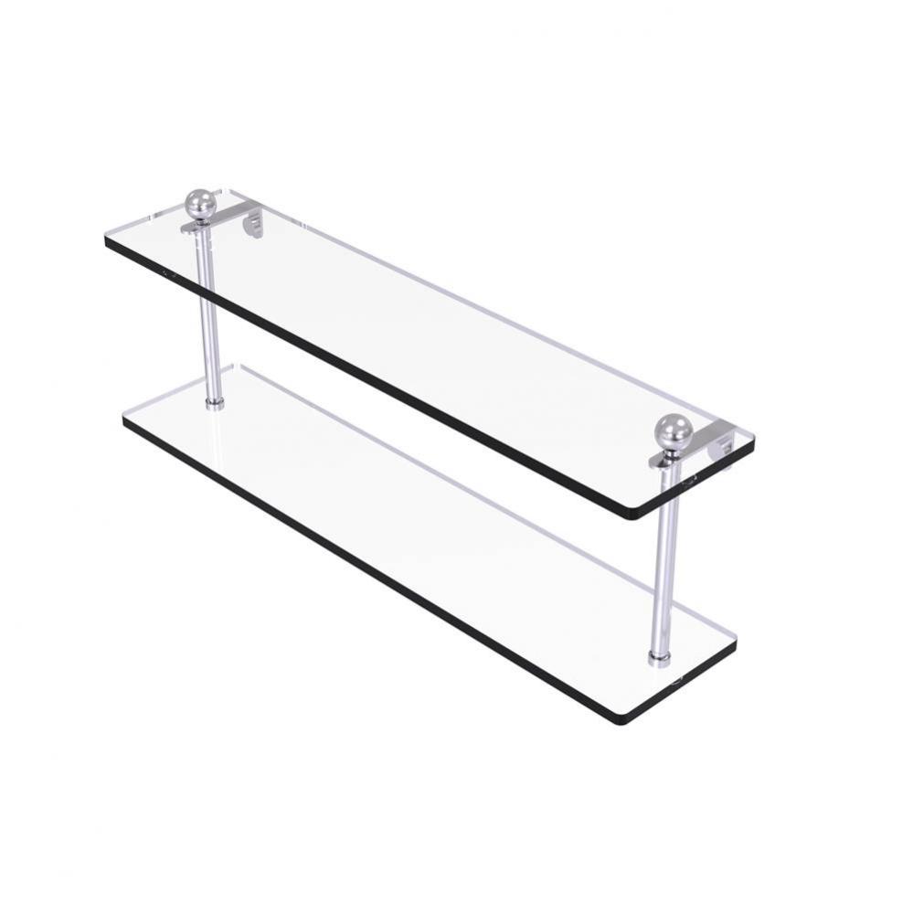 22 Inch Two Tiered Glass Shelf
