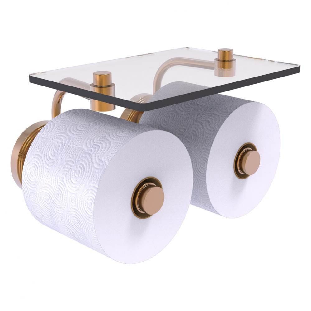 Prestige Regal Collection 2 Roll Toilet Paper Holder with Glass Shelf - Brushed Bronze