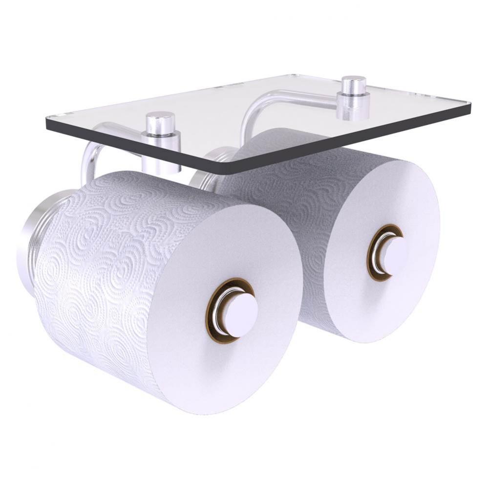 Prestige Regal Collection 2 Roll Toilet Paper Holder with Glass Shelf - Satin Chrome