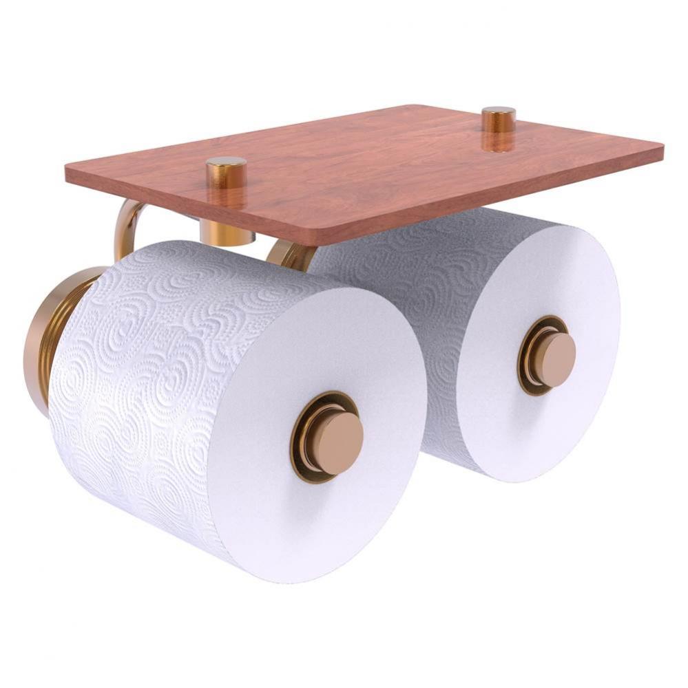 Prestige Regal Collection 2 Roll Toilet Paper Holder with Wood Shelf - Brushed Bronze