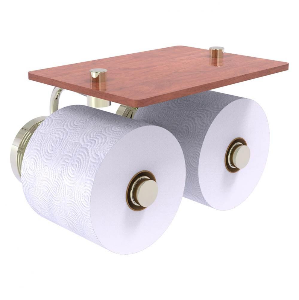 Prestige Regal Collection 2 Roll Toilet Paper Holder with Wood Shelf - Polished Nickel