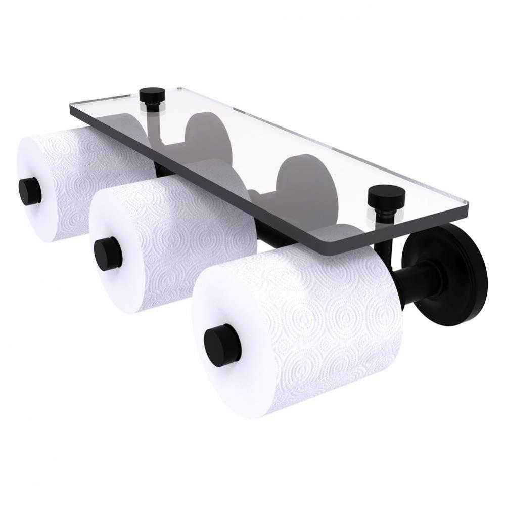 Prestige Regal Collection Horizontal Reserve 3 Roll Toilet Paper Holder with Glass Shelf - Matte B