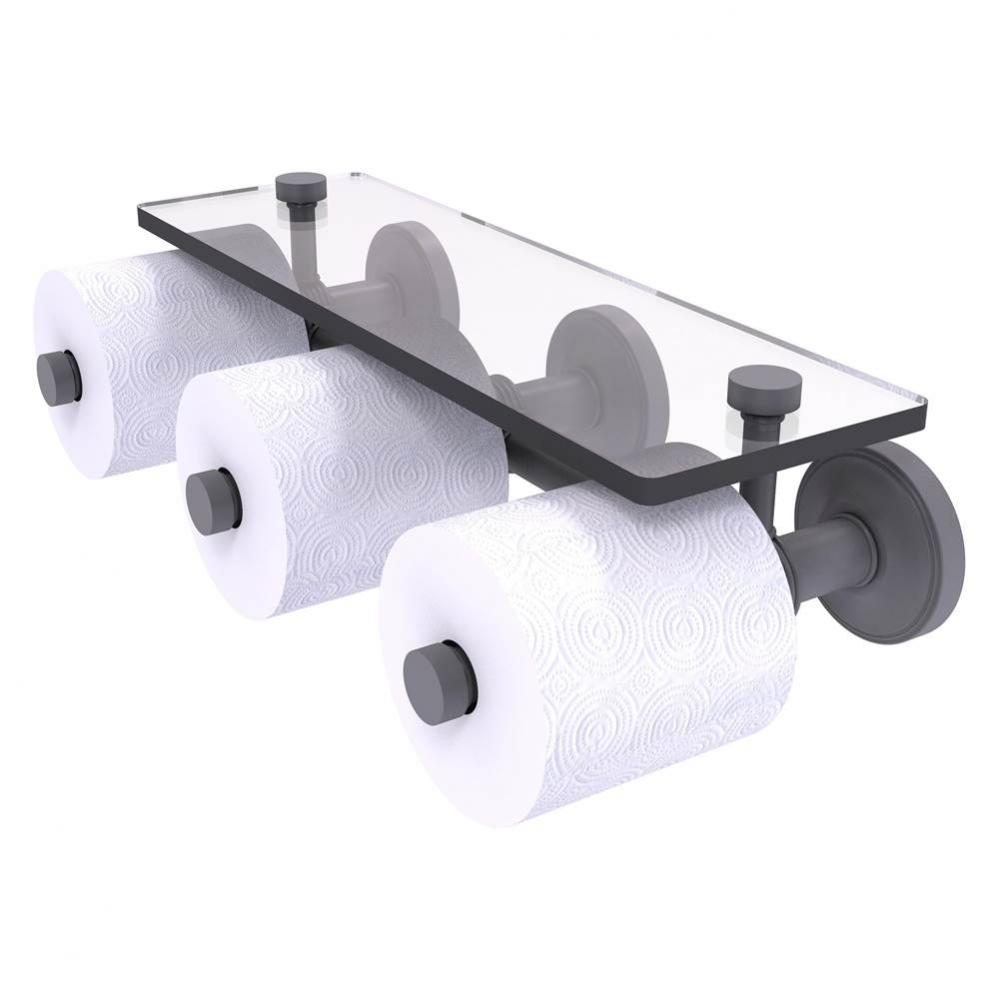 Prestige Regal Collection Horizontal Reserve 3 Roll Toilet Paper Holder with Glass Shelf - Matte G