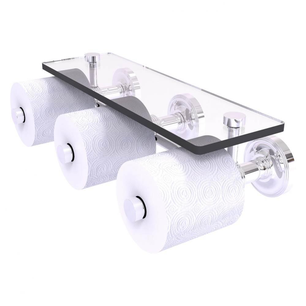 Prestige Regal Collection Horizontal Reserve 3 Roll Toilet Paper Holder with Glass Shelf - Polishe
