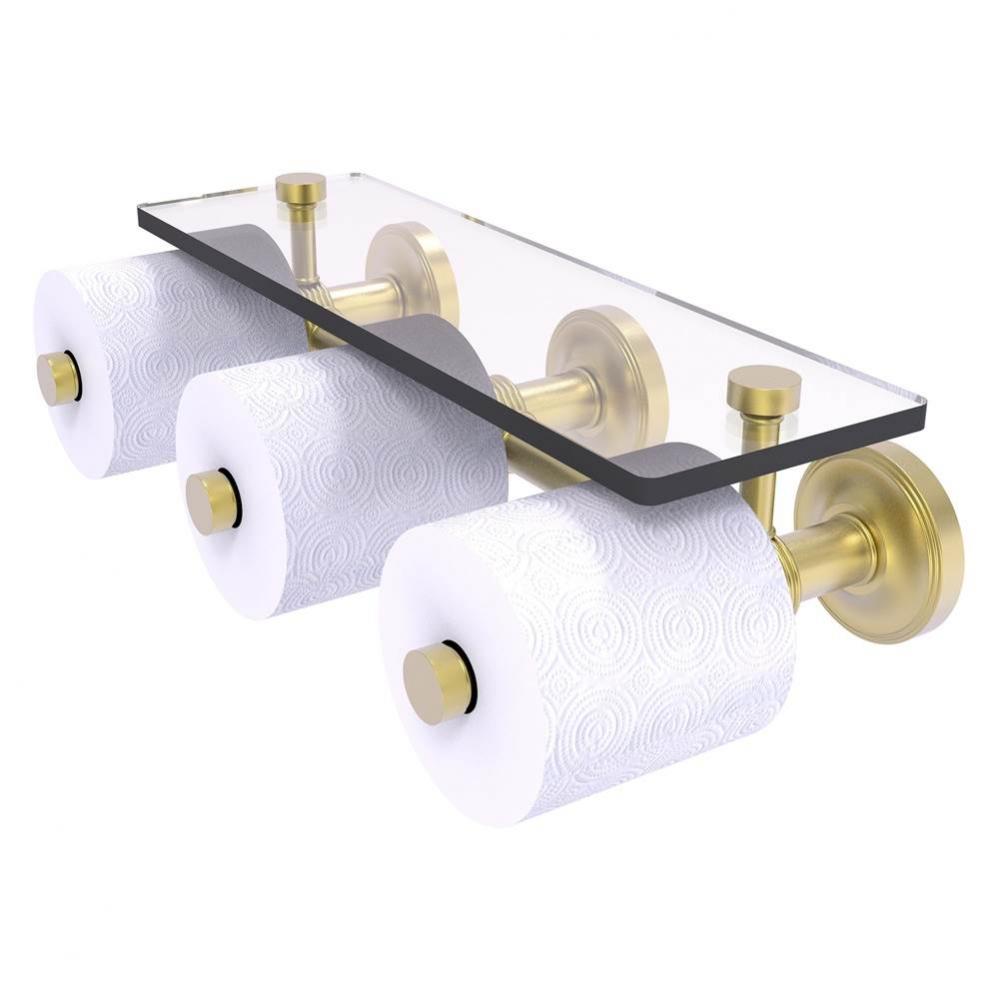 Prestige Regal Collection Horizontal Reserve 3 Roll Toilet Paper Holder with Glass Shelf - Satin B