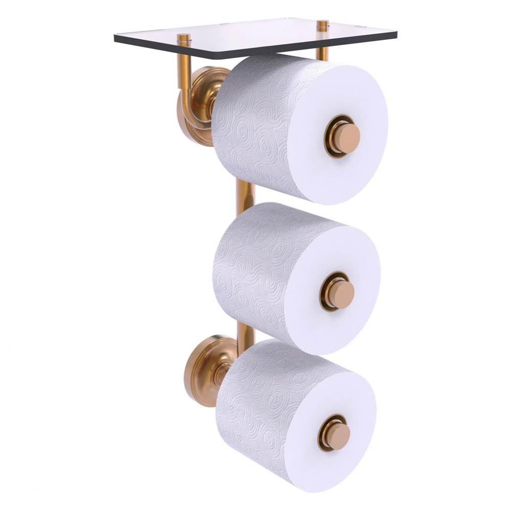 Prestige Regal Collection 3 Roll Toilet Paper Holder with Glass Shelf - Brushed Bronze