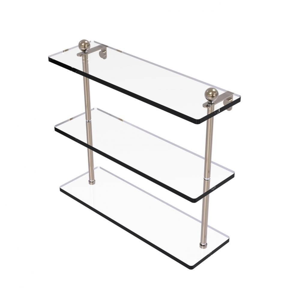 16 Inch Triple Tiered Glass Shelf
