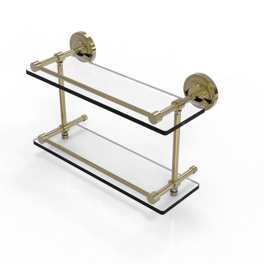 Prestige Regal 16 Inch Double Glass Shelf with Gallery Rail