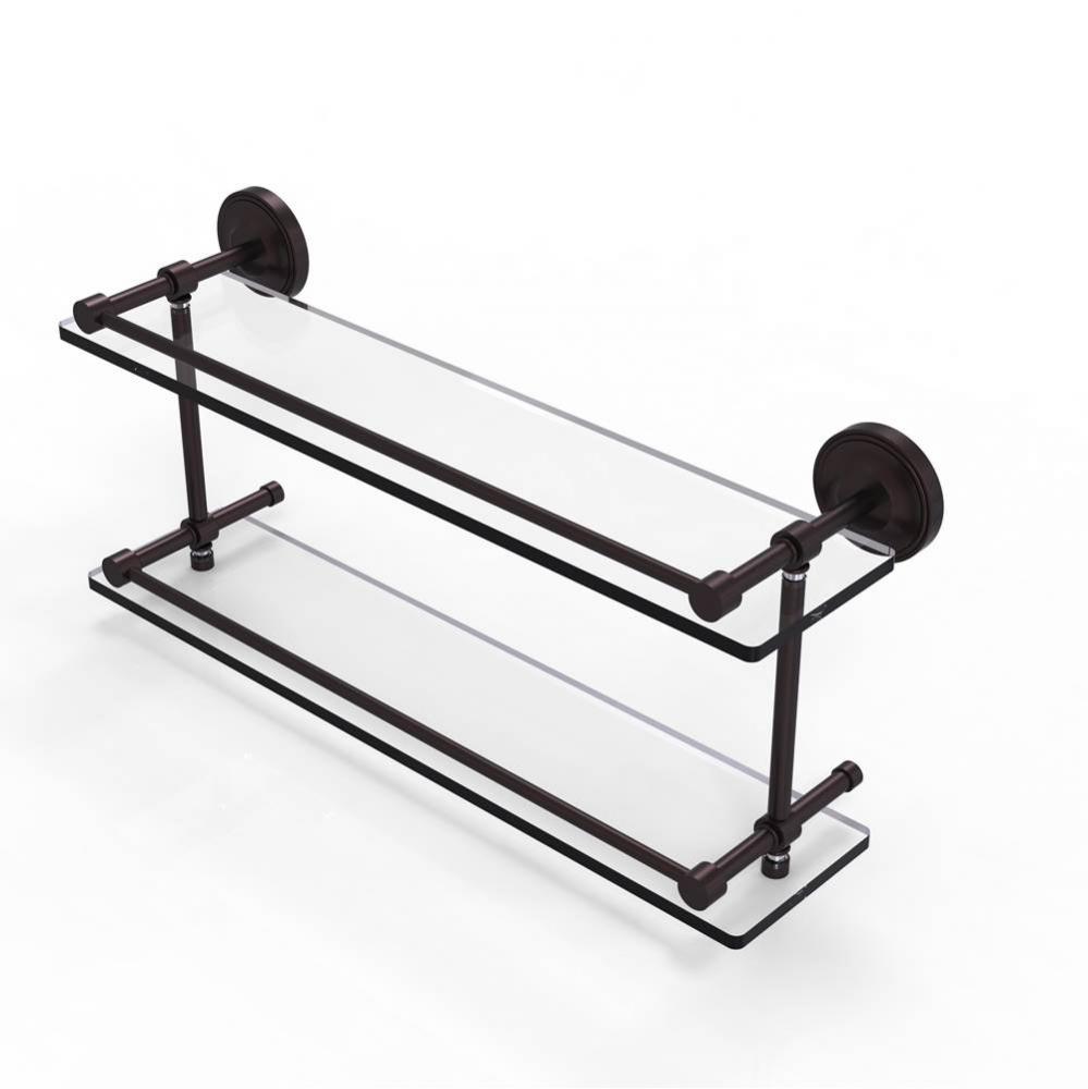 Prestige Regal 22 Inch Double Glass Shelf with Gallery Rail