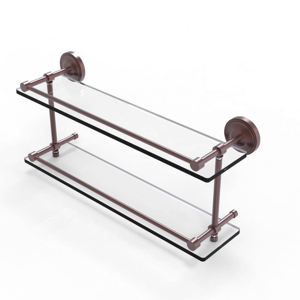 Prestige Regal 22 Inch Double Glass Shelf with Gallery Rail