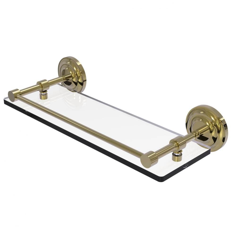 Que New 16 Inch Tempered Glass Shelf with Gallery Rail