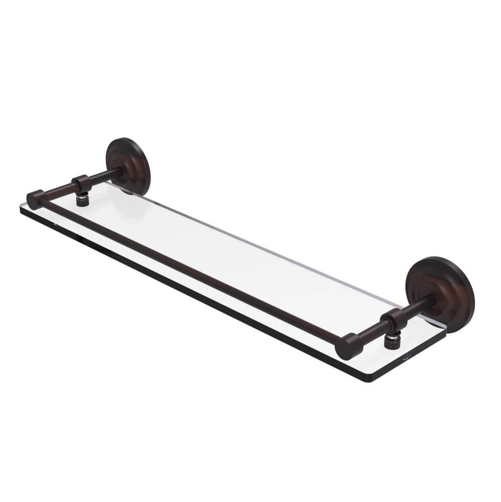Que New 22 Inch Tempered Glass Shelf with Gallery Rail
