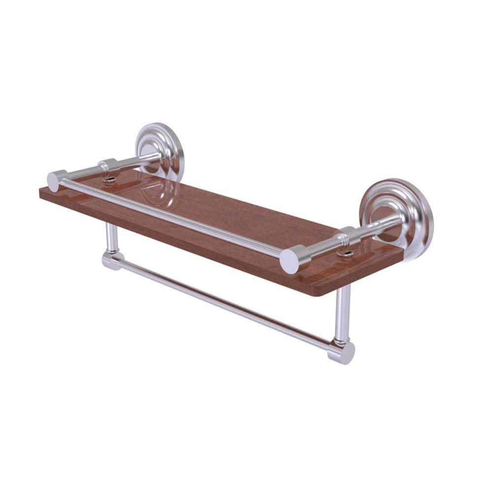 Que New Collection 16 Inch IPE Ironwood Shelf with Gallery Rail and Towel Bar