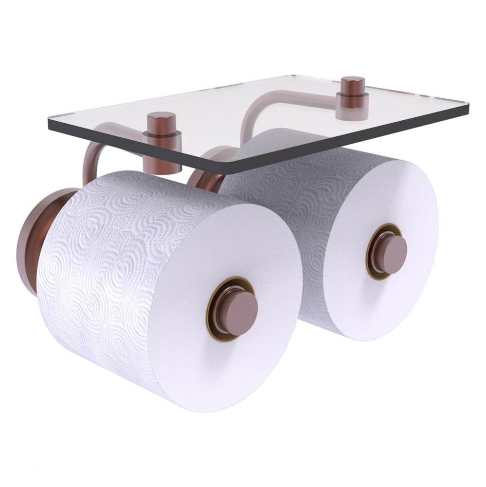Que New Collection 2 Roll Toilet Paper Holder with Glass Shelf - Antique Copper