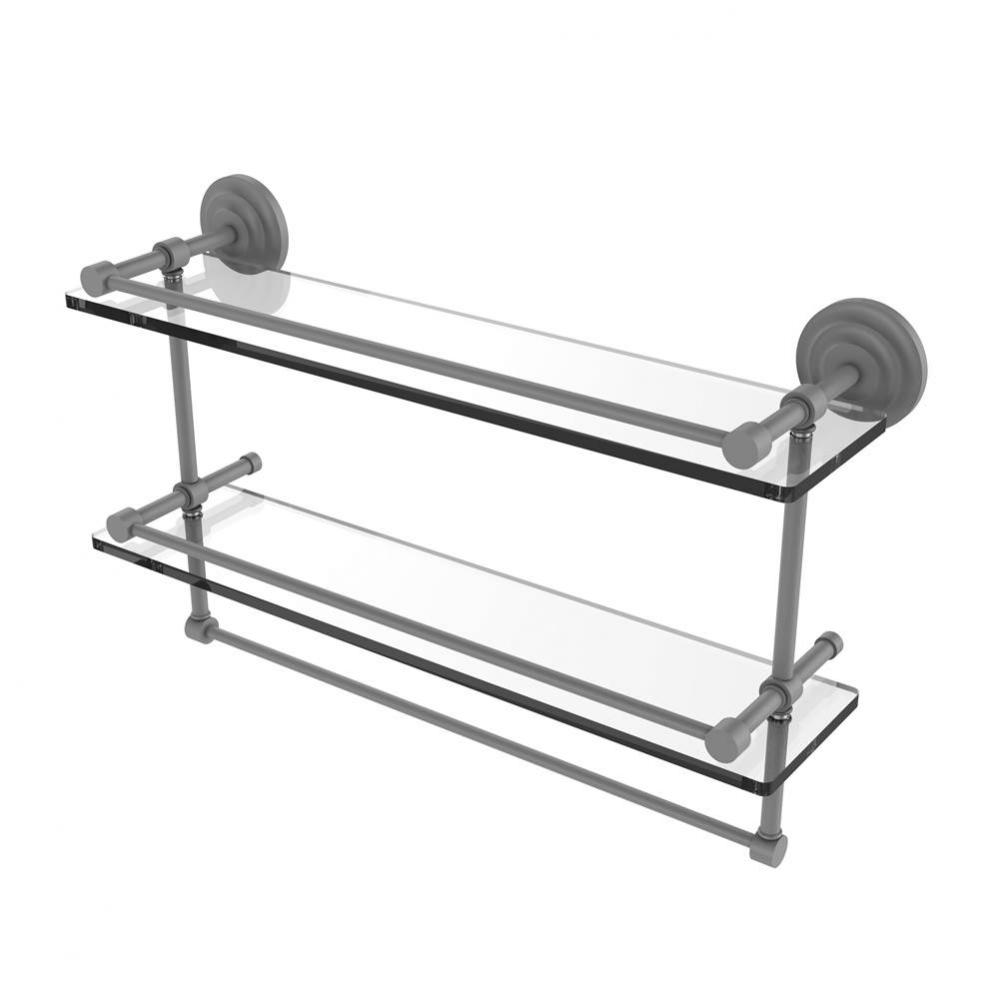 22 Inch Gallery Double Glass Shelf with Towel Bar