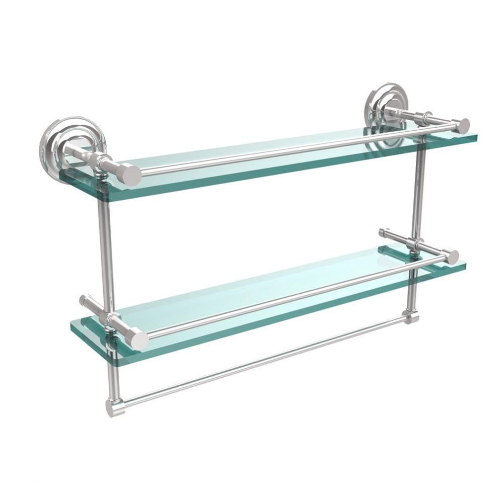 22 Inch Gallery Double Glass Shelf with Towel Bar