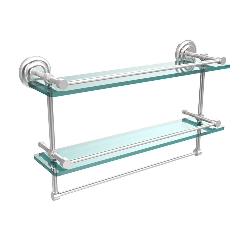 22 Inch Gallery Double Glass Shelf with Towel Bar