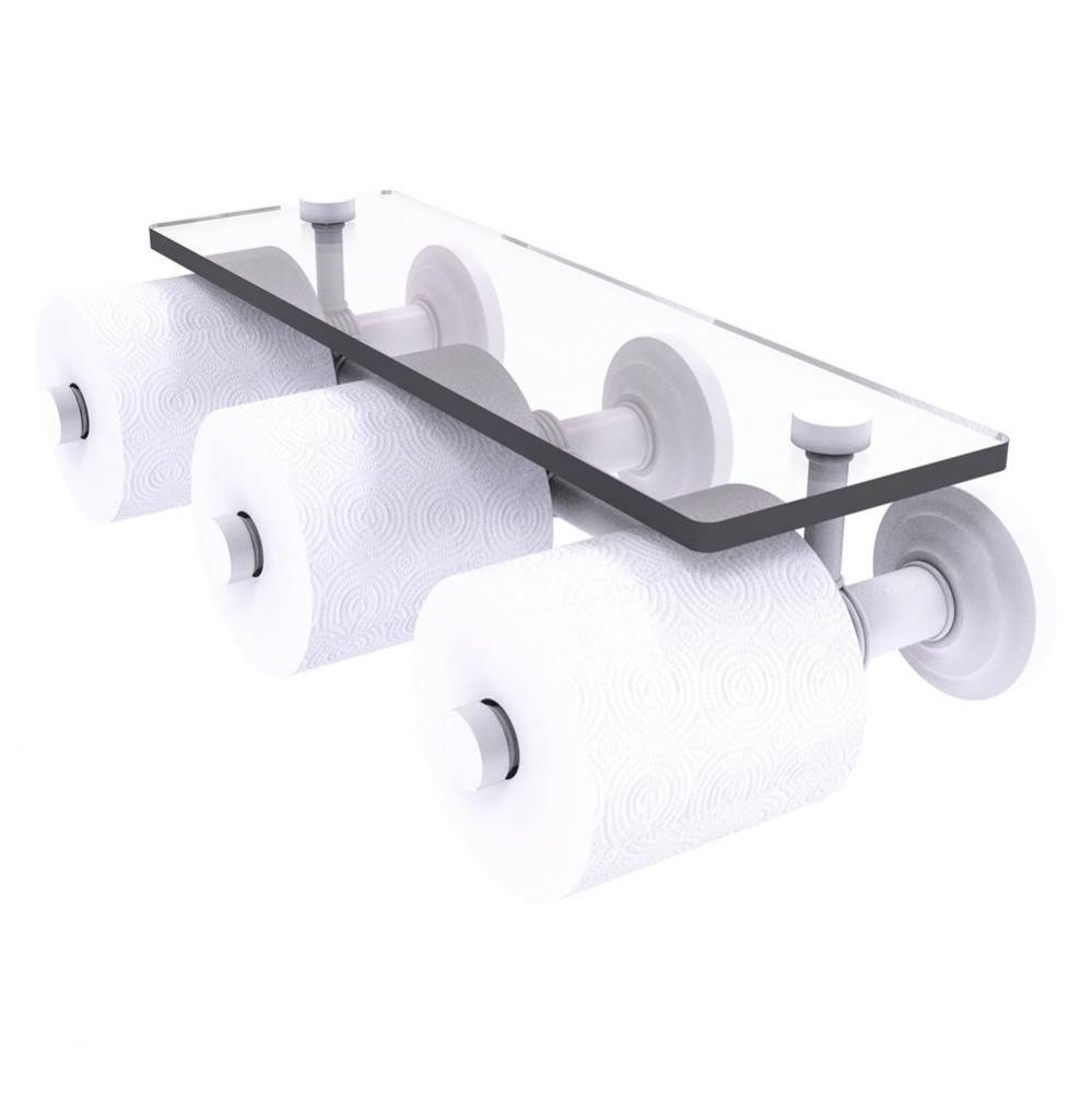Que New Collection Horizontal Reserve 3 Roll Toilet Paper Holder with Glass Shelf - Matte White