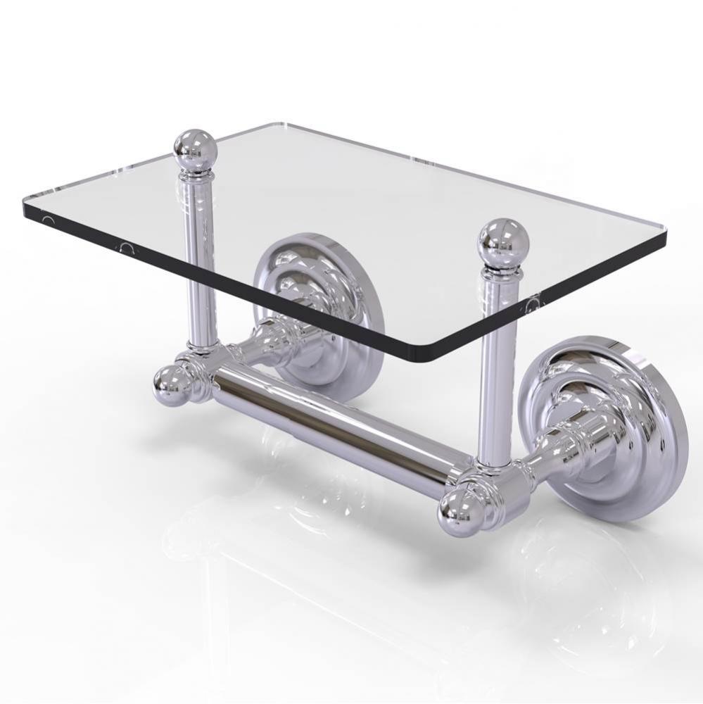 Que New Collection Two Post Toilet Tissue Holder with Glass Shelf