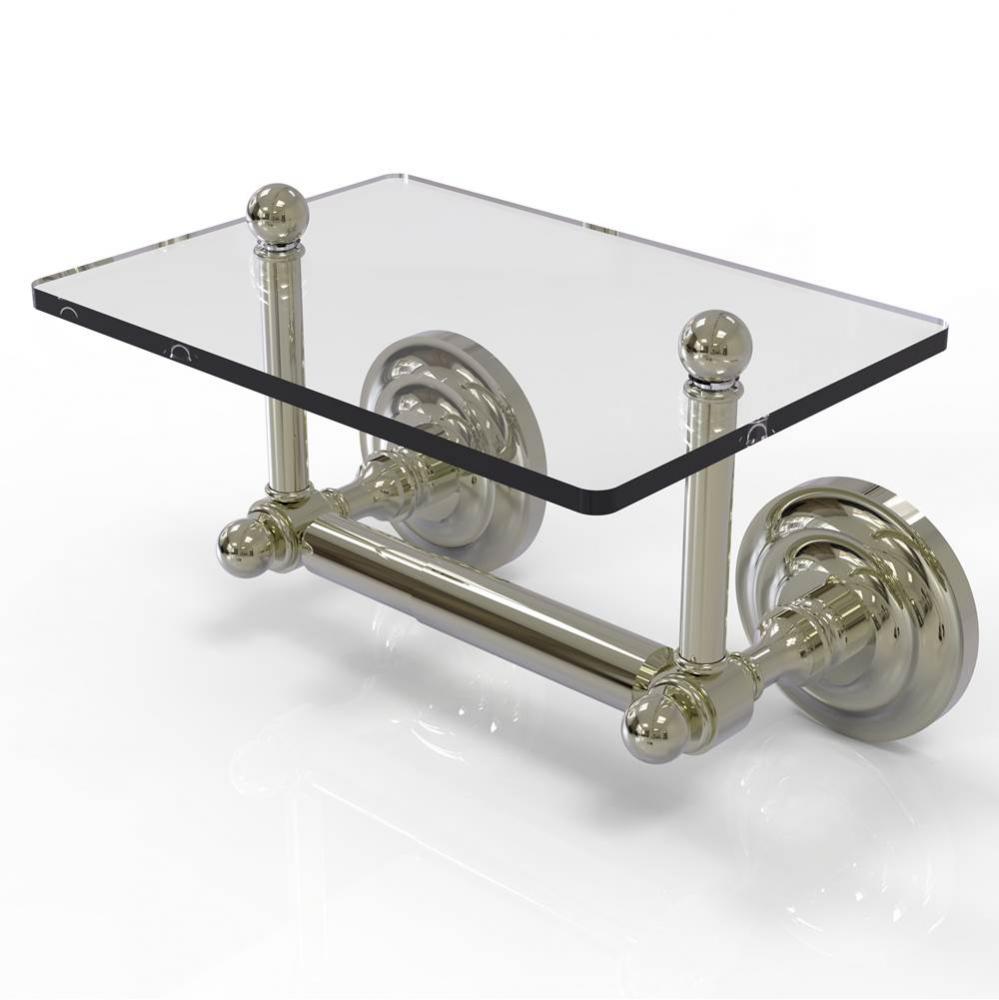 Que New Collection Two Post Toilet Tissue Holder with Glass Shelf