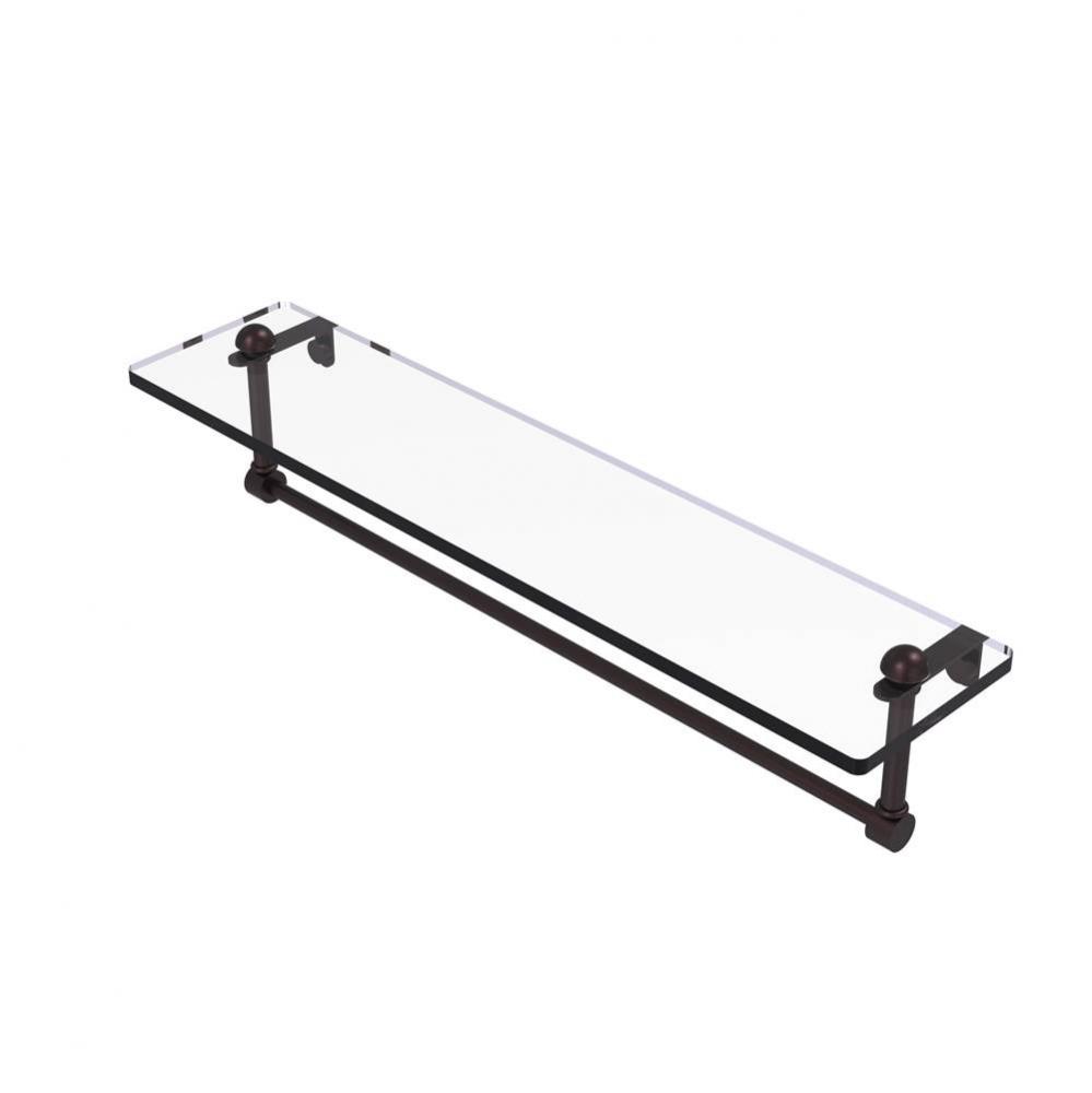 22 Inch Glass Vanity Shelf with Integrated Towel Bar
