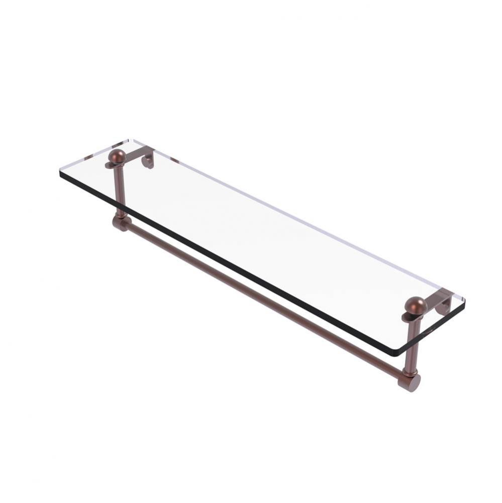 22 Inch Glass Vanity Shelf with Integrated Towel Bar