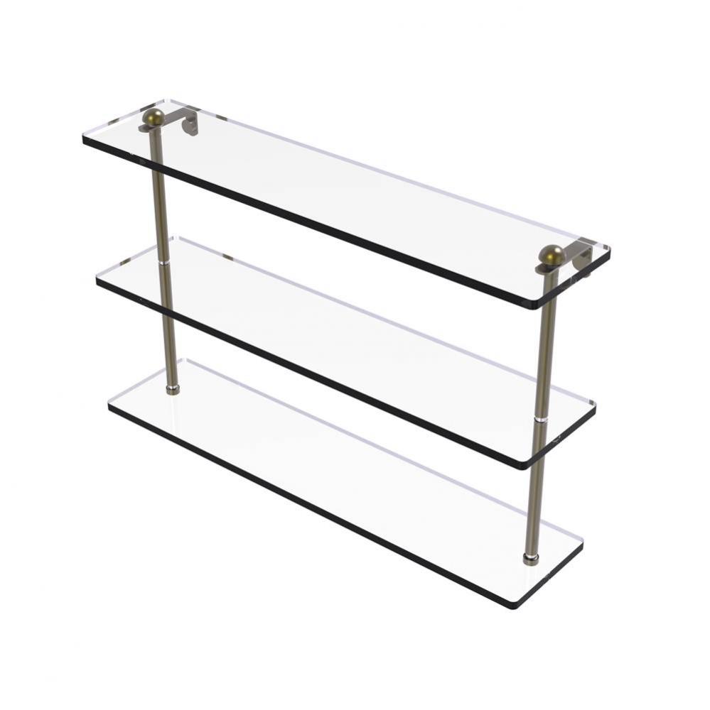 22 Inch Triple Tiered Glass Shelf