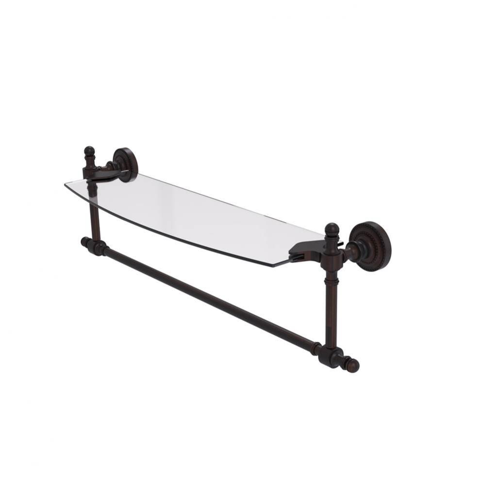 Retro Dot Collection 18 Inch Glass Vanity Shelf with Integrated Towel Bar