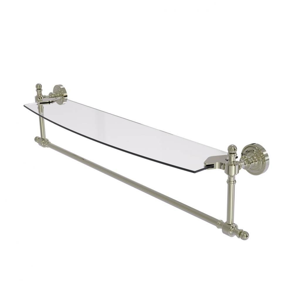 Retro Dot Collection 24 Inch Glass Vanity Shelf with Integrated Towel Bar