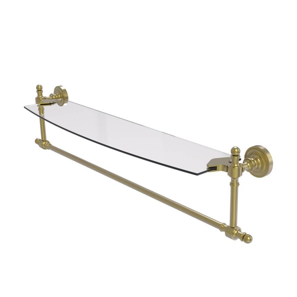Retro Dot Collection 24 Inch Glass Vanity Shelf with Integrated Towel Bar