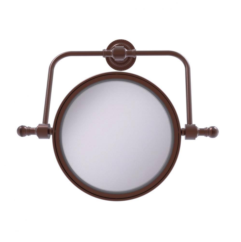 Retro Dot Collection Wall Mounted Swivel Make-Up Mirror 8 Inch Diameter with 2X Magnification