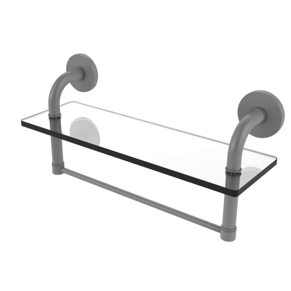 Remi Collection 16 Inch Glass Vanity Shelf with Integrated Towel Bar
