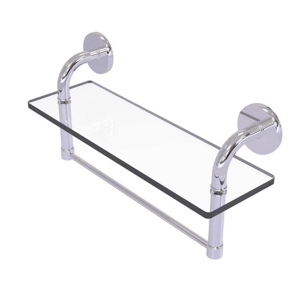 Remi Collection 16 Inch Glass Vanity Shelf with Integrated Towel Bar