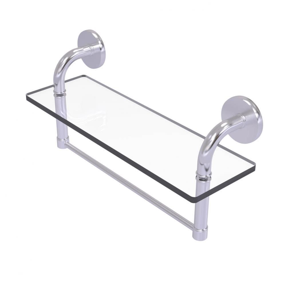 Remi Collection 16 Inch Glass Vanity Shelf with Integrated Towel Bar
