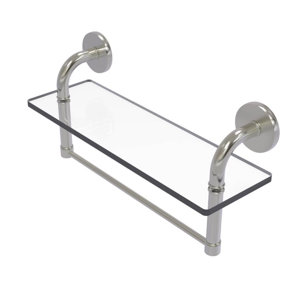 Remi Collection 16 Inch Glass Vanity Shelf with Integrated Towel Bar