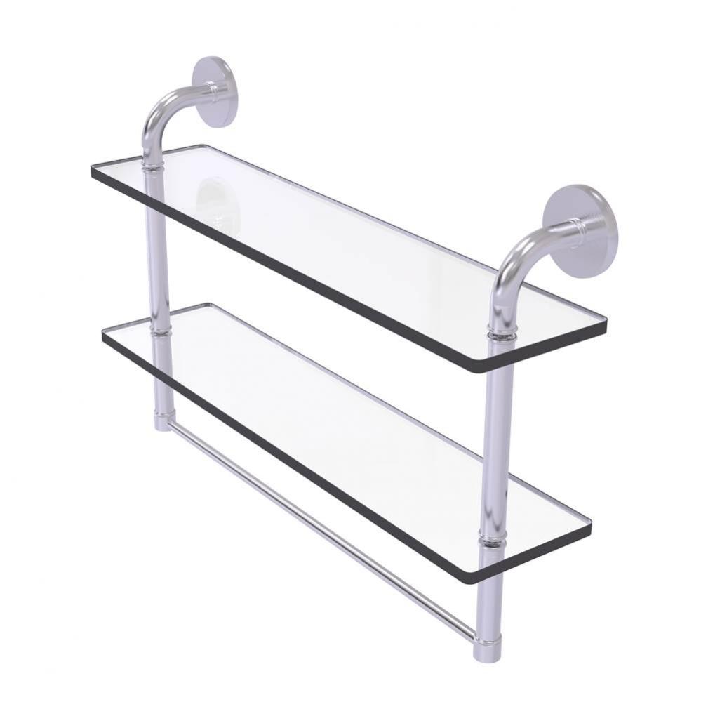 Remi Collection 22 Inch Two Tiered Glass Shelf with Integrated Towel Bar