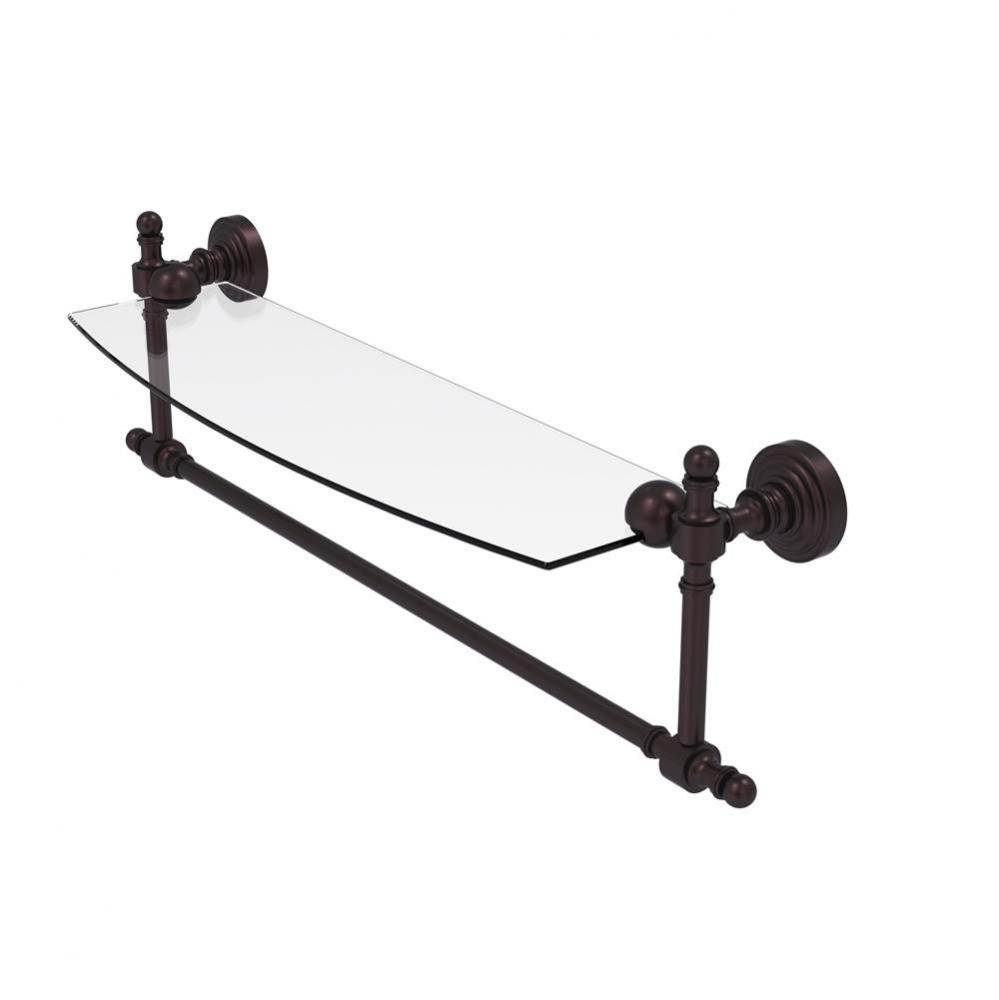 Retro Wave Collection 18 Inch Glass Vanity Shelf with Integrated Towel Bar